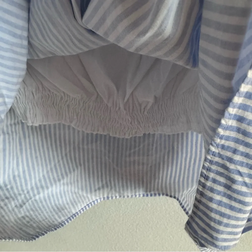 Zara Basics Collection Cropped Top Blue & White Striped Size Sm Nautical Beachy